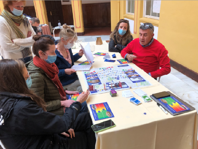 We tested the game "Legislativity" available from Europahaus Stuttgart, with playing materials quickly translated to English by VHS Hannover for this event. 